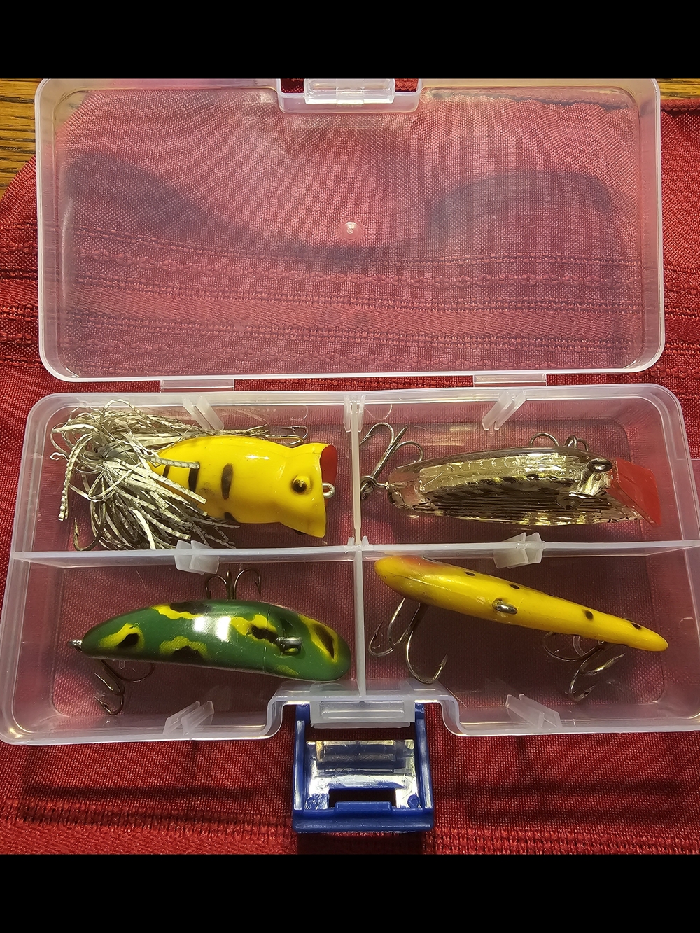 (4) Vintage Crankbait Fishing Lures Set - Yellow & Green